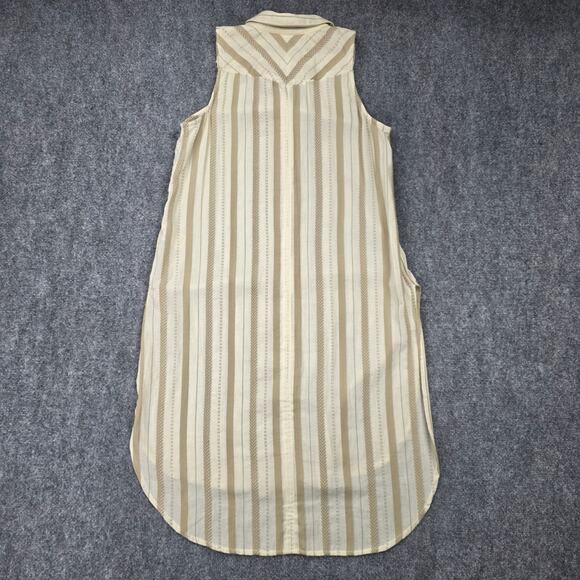 Anthropologie Dress Womens Small Beige Stripe Delphine Textured Tunic Boho Chic - Picture 14 of 16